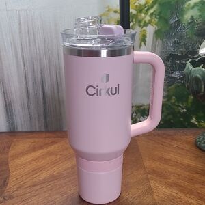 New! Cirkul Blush Pink Stainless Steel All Day Straw Sip 40 oz Tumbler with lid